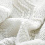 BOURINA Off White Throw Blanket 50x60 Inches Throw Textured Solid Soft Sofa Couch Decorative Knit Blanket