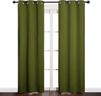 NICETOWN Window Curtain Panels, Christmas Window Decoration Thermal Insulated Solid Grommet Blackout Draperies/Drapes (One Pair, 34 by 84-inch, Olive Green)