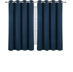 LEMOMO Blackout Curtains 66 x 54 Inch Long Navy Blue Curtains Set of 2 Panels Room Darkening Curtains for Bedroom and Living Room
