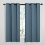 NICETOWN Smoky Blue Blackout Curtains 45 inches Length for Kitchen, 2 Panels, 29" Wide, Thermal Insulated Decoration Drapes for Small Window