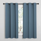 NICETOWN Smoky Blue Blackout Curtains 45 inches Length for Cafe, 2 Panels, 34" Wide, Thermal Insulated Decoration Drapes for Small Window