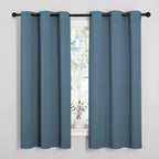 NICETOWN Smoky Blue Blackout Curtains 63 inches Length for Kitchen, 2 Panels, 34" Wide, Thermal Insulated Decoration Drapes for Small Window