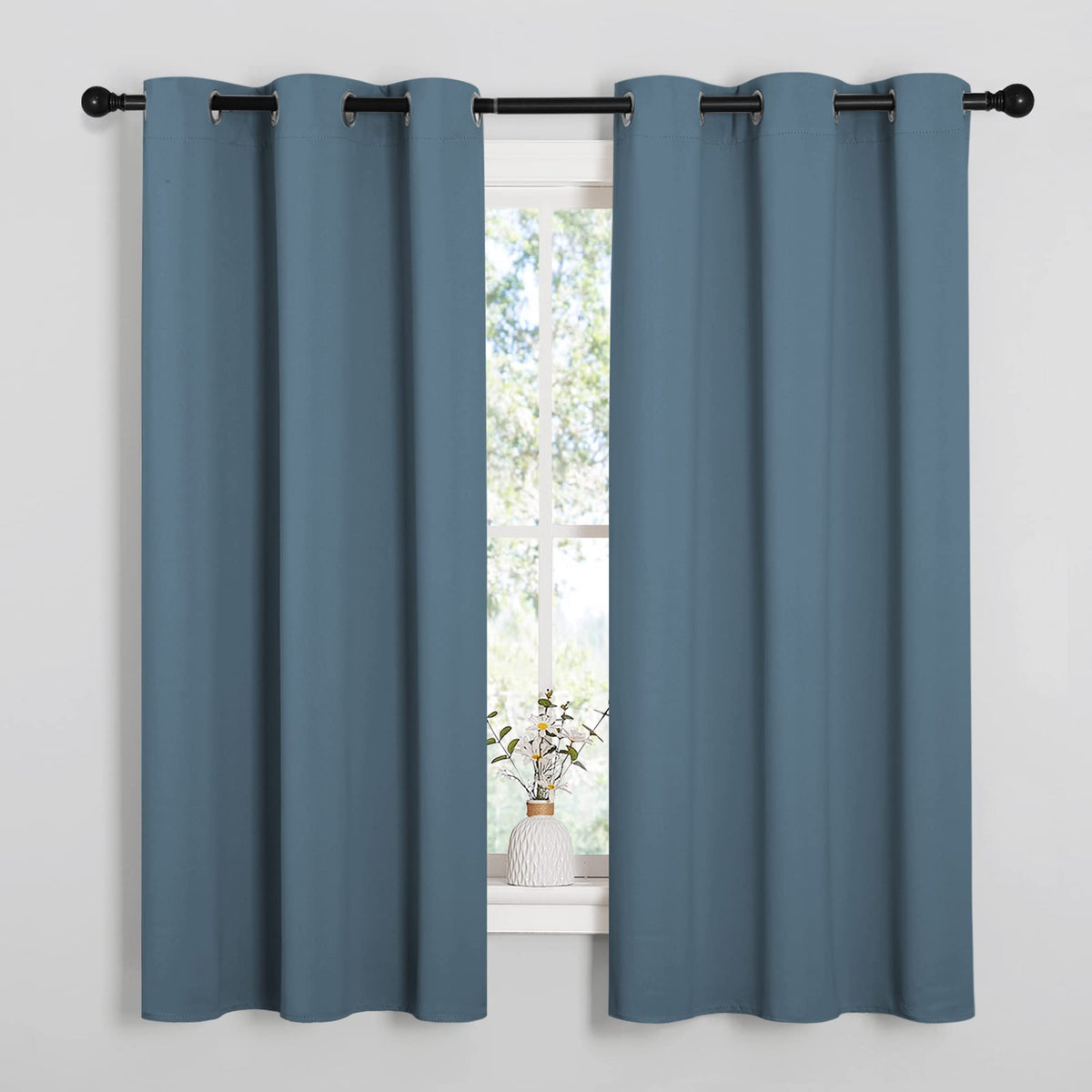NICETOWN Grey Blackout Curtains for Bedroom 42" Wide x 63" Long 2 Panels