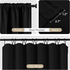 CUCRAF Black Blackout Curtains 63 inch Length 2 Panels Set, Rod Pocket Room Darkening Drapes for Bedroom Living Room, Insulated Thermal Light Blocking Window Curtain (W52 x L63 Inch)