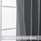 Yakamok Blackout Curtains Room Darkening Thermal Insulated Window Panels,Solid Grommet Top Drapes for Bedroom/Living Room(62Wx84L, Grey, 2 Panels)