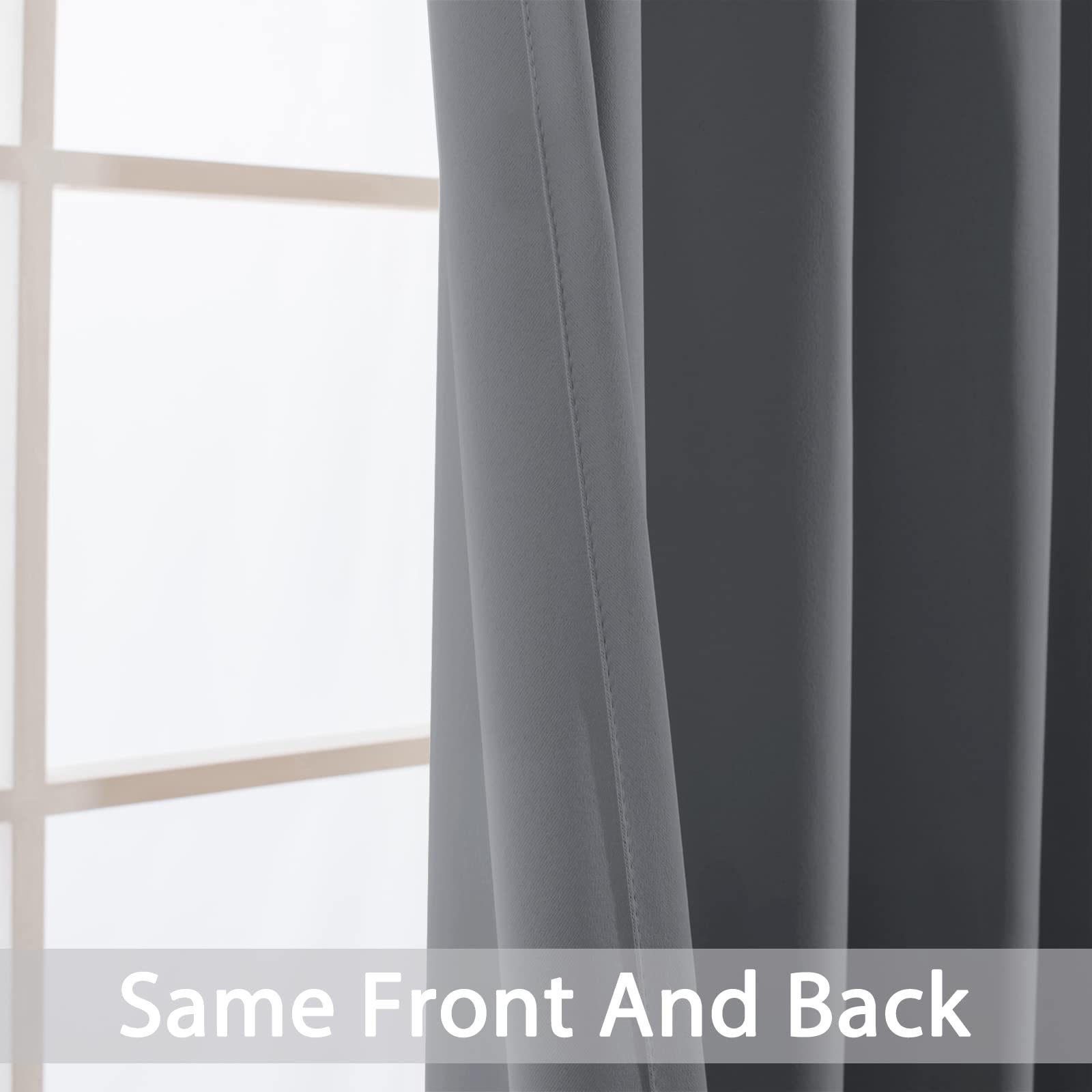 Yakamok Grey Room Darkening Curtains 62x84 inch Gray Grommet-Living Room