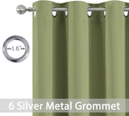 Yakamok Room Darkening Blackout Curtains for Bedroom,Thermal Insulated Grommet Top Light Blocking Window Drapes for Living Room,42W x 72L,Sage Green,2 Panels