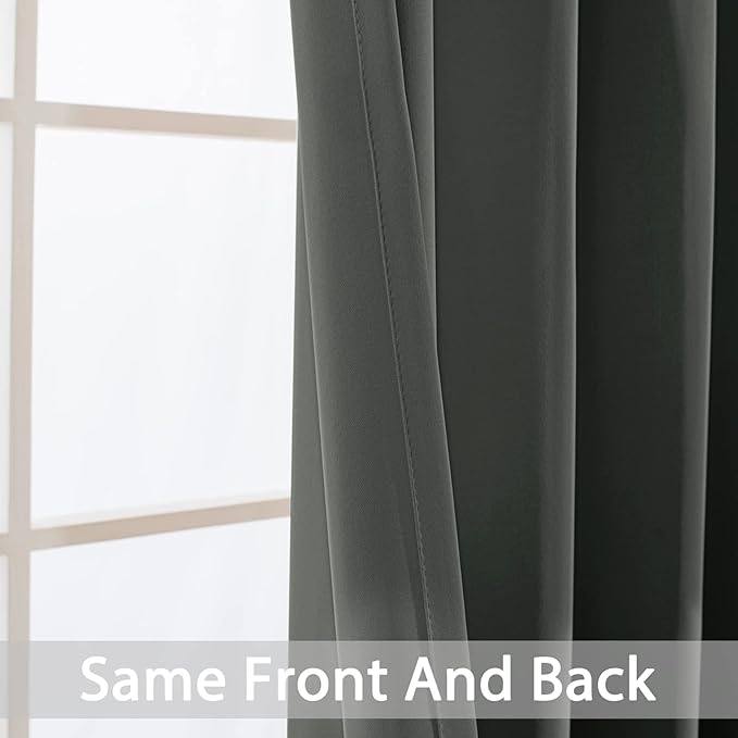 Yakamok Dark Grey Room Darkening Window Curtains 52x36 Inch for Kitchen