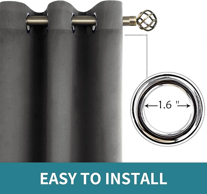 BGment Dark Grey Blackout Curtains for Bedroom 69 Inch Long - 2 Panels
