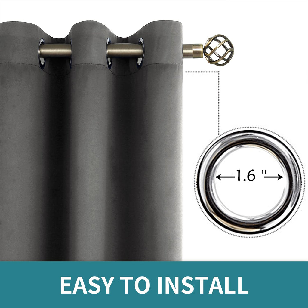BGment Dark Grey Blackout Curtains for Bedroom 63 Inch Long - 2 Panels