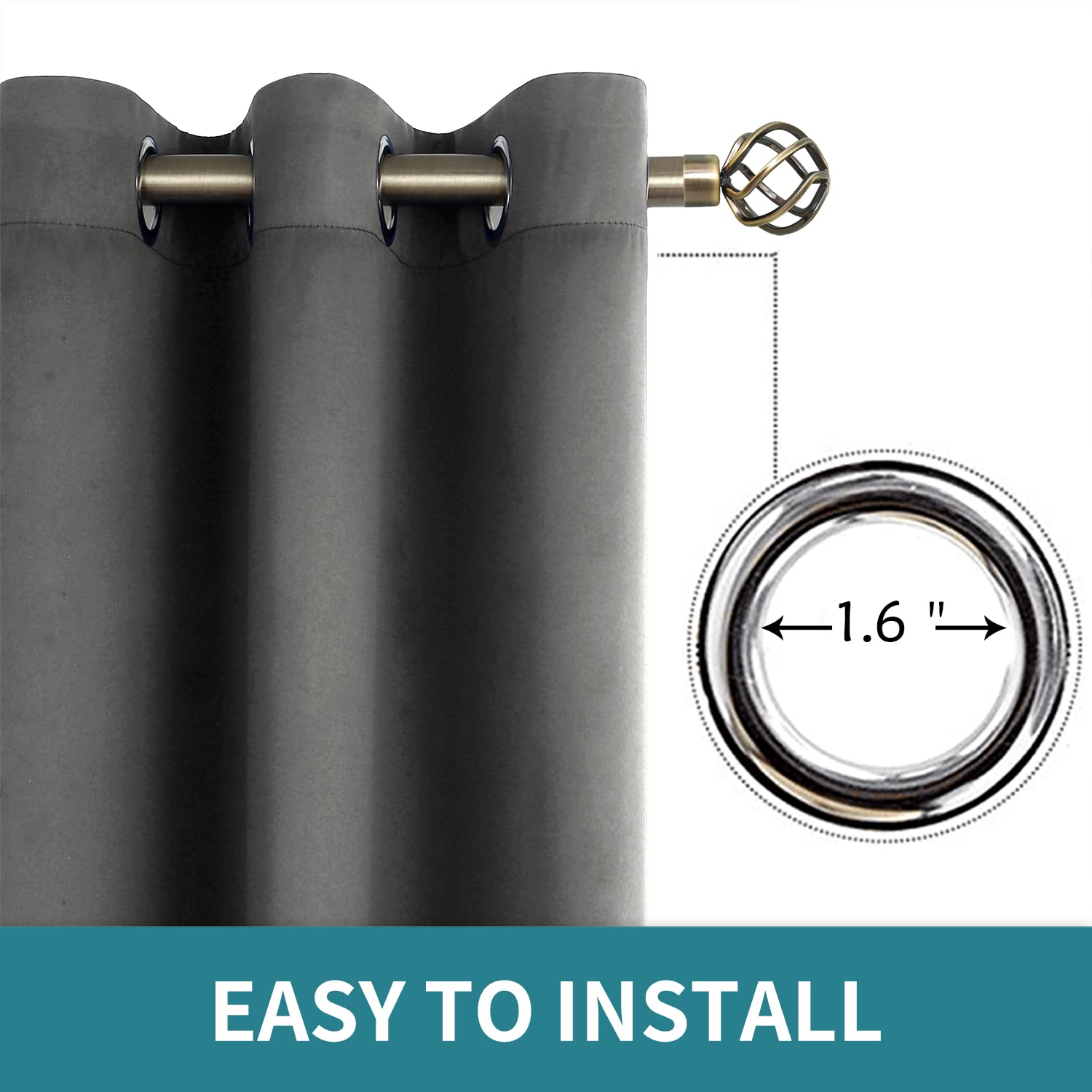 BGment Dark Grey Blackout Curtains for Bedroom 63 Inch Long - 2 Panels