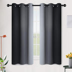 SimpleHome Ombre Room Darkening Curtains for Bedroom, Gradient Black to Grey White Light Blocking Thermal Insulated Grommet Window Curtain/Drapes for Living Room,2 Panels, 42x63 inches Length