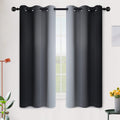 SimpleHome Ombre Black to Grey White Curtains for Living Room 42Wx63L