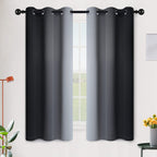 SimpleHome Ombre Black to Grey White Curtains for Living Room 42Wx63L