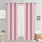 Yakamok Pink Blackout Curtains 63 Inch Long with Grommet for Kid's Bedroom Light Blocking Room Darkening Thermal Insulated Window Treatment Curtain Drapes for Living Room, 38Wx63L,Pink, 2 Panels