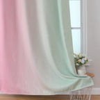 Estelar Textiler Sage Green and Pink Ombre Blackout Curtains for Bedroom