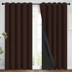 Yakamok 100% Blackout Curtains for Bedroom, 2 Thick Layers Thermal Insulated Grommet Total Blackout Drapes with Black Liner for Living Room (62Wx96L,Chocolate Brown, 2 Panels)