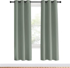 NICETOWN Bedroom Curtain Panels Blackout Draperies, Greyish Green, 1 Pair, 34 by 70-inch, Thermal Insulated Solid Grommet Blackout Curtains/Drapes