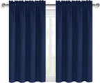DWCN Short Blackout Curtains for Bedroom 45 Inches Long 2 Panels Set, Solid Thermal Insulated Energy Saving Window Treatment Drapes, Rod Pocket Curtains for Kids Boys Room (W42 x L45 Inch, Navy Blue)