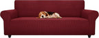 ZNSAYOTX Stretch Oversized Couch Cover Universal Sofa Covers for Living Room Dogs Pet Furniture Protector Spandex Extra Large Sofa Slipcovers with Anti Slip Foam Sticks (Wine Red, XL Sofa)