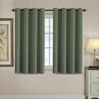 H.VERSAILTEX Blackout Curtain for Living Room Small Window Kitchen Blackout Curtains 45 inch Length Energy Saving Solid Grommet Blackout Drape, One Panel, Bronze Green, 52" W x 45" L
