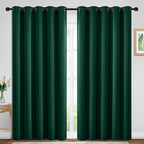 Yakamok Blackout Curtains Room Darkening Thermal Insulated Window Panels,Solid Grommet Top Drapes for Bedroom/Living Room(70Wx84L, Dark Green, 2 Panels)