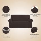 Easy-Going Stretch 4 Seater Sofa Slipcover 1-Piece Sofa Cover Furniture Protector Couch Soft with Elastic Bottom for Kids, Polyester Spandex Jacquard Fabric Small Checks Chocolate