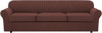 H.VERSAILTEX 4 Piece Stretch Sofa Covers for 3 Cushion Couch Covers Furniture Slipcovers for Living Room (1 Base Cover Plus 3 Seat Cushion Covers) Thicker Jacquard Fabric Cover (XL Sofa, Burnt Brick)