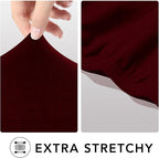 PureFit Super Stretch Sofa Slipcover – Spandex Non Slip Soft Couch Sofa Cover, Washable Furniture Protector with Non Skid Foam and Elastic Bottom for Kids, Pets (Oversized Loveseat, Wine)