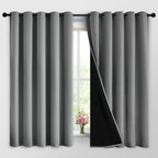 Yakamok Grey Blackout Curtains 63 Inches Long for Bedroom 62" Wide 2 Pcs