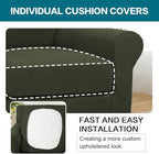 Turquoize 2 Piece Chair Covers Armchair Slipcovers for Living Room Armchair Sofa Cover with Individual Cushion Covers Feature Jacquard Fabric (Chair, Olive)