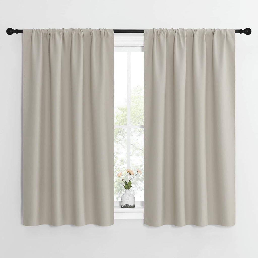 NICETOWN Blackout Curtains for Living Curtains, Room Darkening Window Curtain Panels, Easy-Care Solid Thermal Insulated Draperies/Drapes for Daughter Room (Natural, 2 Panels, 42 by 54)