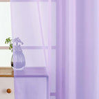 Small Sheer Curtains 2 Panels Set, Kitchen Curtains 36 Inch Length, Elegant Light Filtering Short Window Drapes for Living Room Bedroom, Dual Rod Pocket Design, Lavender, 2x42Wx36L Inches