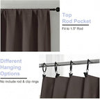Simplebrand Ava Chocolate Short 36 Inches Blackout Curtain 2 Panels Set, Half Window Rod Pocket Privacy Curtain Tiers for Kitchen, Curtains Blackout for Bathroom Shades, W40 x L36 Inch, Chocolate