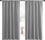 NICETOWN Blackout Curtain Panels for Window - Energy Efficient & Noise Reducing Thermal Insulated Rod Pocket Blackout Drapes/Draperies for Living Room (Silver Grey, 2 Panels, W52 inches x L63 inches)