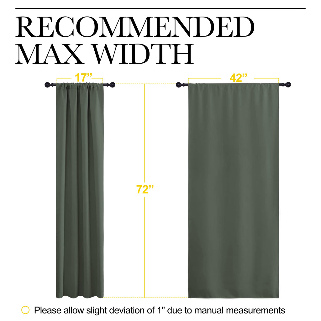 NICETOWN Bedroom Curtains Blackout Draperies - All Season Thermal Insulated Solid Rod Pocket Top Blackout Curtains/Drapes for Kid's Room (Dark Mallard, 1 Pair, 42 x 72 Inch)