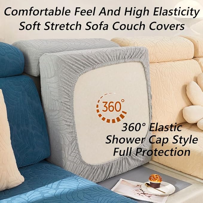 VFUX Soothing Home Sofa Covers, Sofa Hero Covers, Wear-Resistant Universal Couch Covers Washable Stretch Sectional Couch Cushion Covers (Metal Grey,Back Cover M)