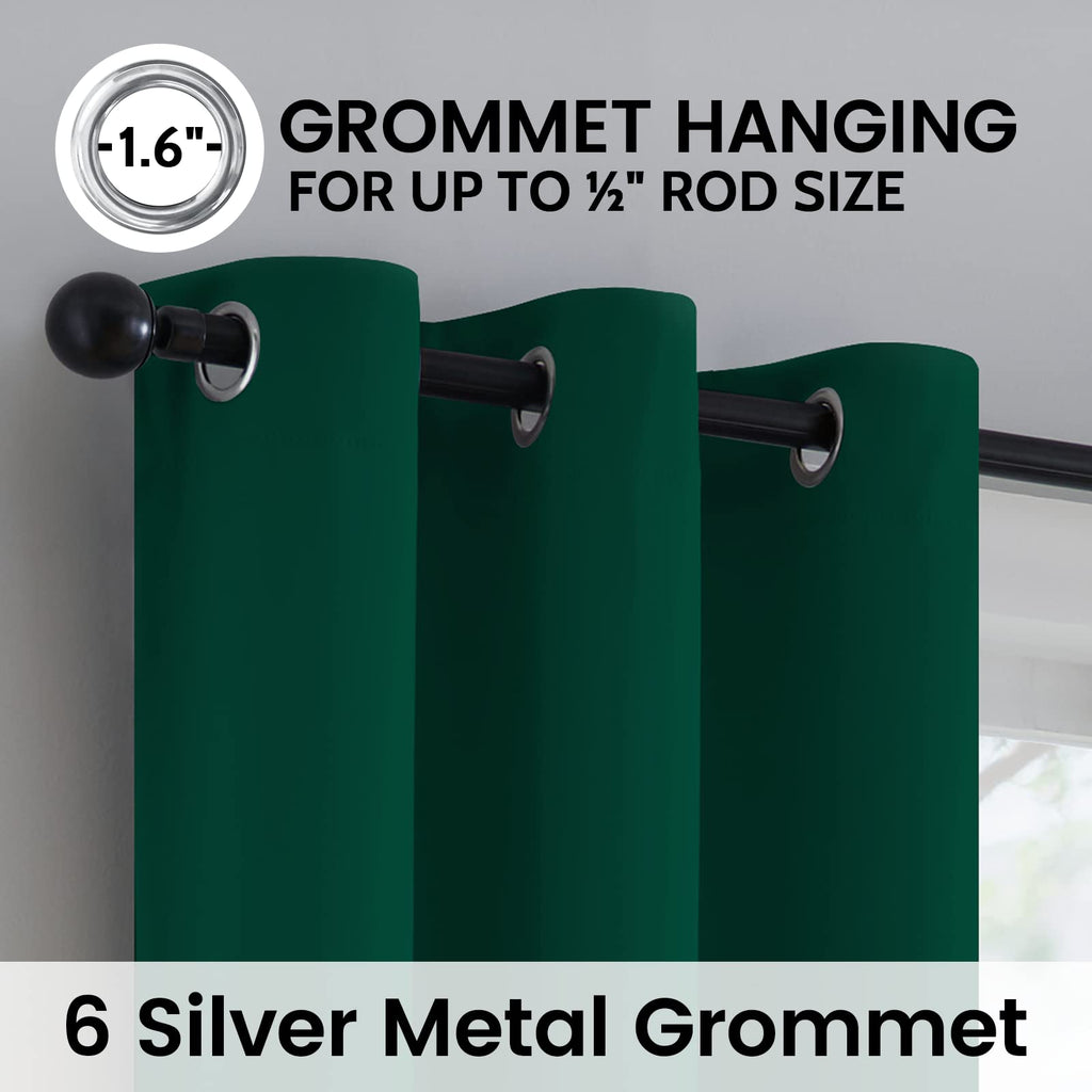 SimpleHome Dark Green 100% Blackout Curtains Room Darkening Living Room 84