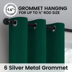 SimpleHome Dark Green 100% Blackout Curtains Room Darkening Living Room 84