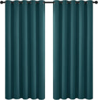 Yakamok Blackout Curtains for Bedroom 2 Panels Set Thermal Insulated Room Darkening Dark Black Out Drapery Grommet Window Treatments Drapes for Living Room, 70x84, Dark Teal