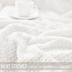 Exclusivo Mezcla Fleece Throw Blanket Extra Large, Super Soft and Warm Blankets for Couch, Sofa and Bed Waffle Textured, Cozy, Fuzzy and Lightweight (Pure White, 50x70 Inches)