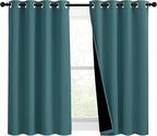 NICETOWN 100% Blackout Curtains with Black Liners, Thermal Insulated 2-Layer Lined Drapes, Room Warming Small Window Draperies for Dining Room (Sea Teal, 2 Panels, 46 inches W by 54 inches L)