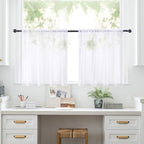 MIULEE Short Sheer Curtains 30 Inch Length for Kitchen Bathroom Cafe Half Window Treatment, Rod Pocket Tier Curtains 2 Panels, 29x30 Inches Long, White