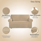 Easy-Going Stretch Loveseat Slipcover 1-Piece Sofa Cover Furniture Protector Couch Soft with Elastic Bottom for Kids Polyester Spandex Jacquard Fabric Small Checks (Loveseat, Sand)