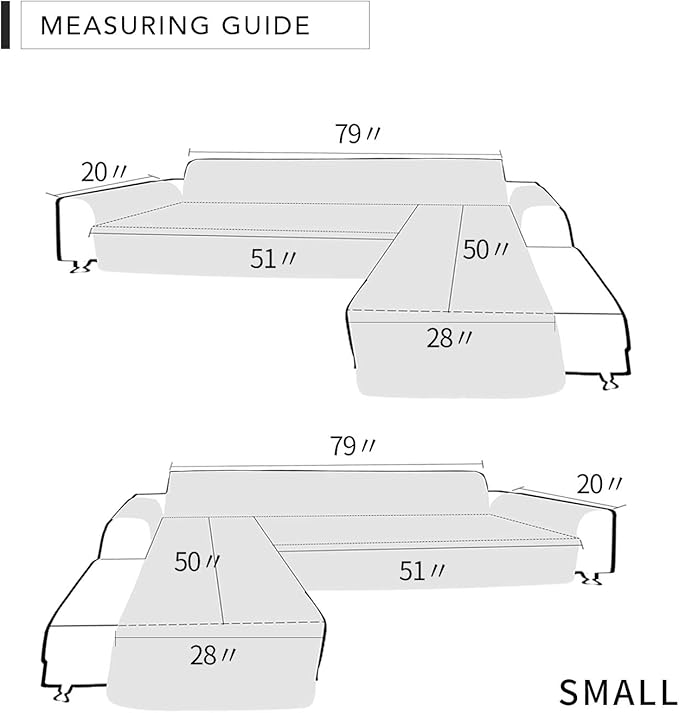 Easy-Going Sofa Slipcover L Shape Sofa Cover Sectional Couch Cover Chaise Cover Reversible Furniture Protector Cover for Pets Kids Children Dog Cat (Small, Ivory/Ivory)
