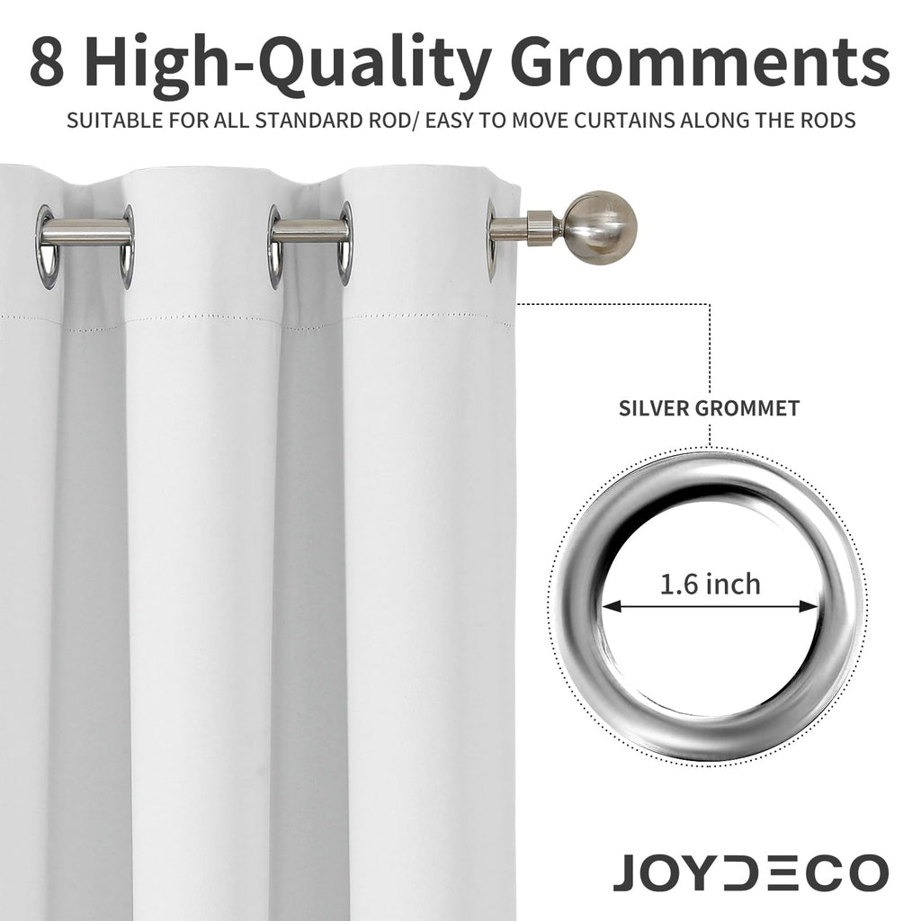 Joydeco Blackout Curtains 108 Inch Length 2 Panels Set, Thermal Insulated Long Curtains& Drapes 2 Burg, Room Darkening Grommet Drapes for Bedroom Living Room Window(Greyish White, W52 x L108 Inch)