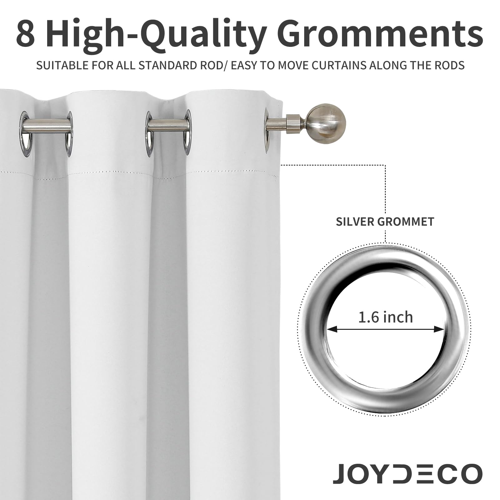 Joydeco Blackout Curtains 108 Inch Length 2 Panels Set, Thermal Insulated Long Curtains& Drapes 2 Burg, Room Darkening Grommet Drapes for Bedroom Living Room Window(Greyish White, W52 x L108 Inch)