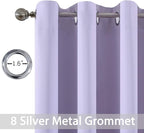 Yakamok Blackout Small Window Curtains with Grommet Top, Room Darkening Thermal Insulated Window Panel Drape for Bedroom Bathroom, 52Wx36L, Lilac, 2 Panels
