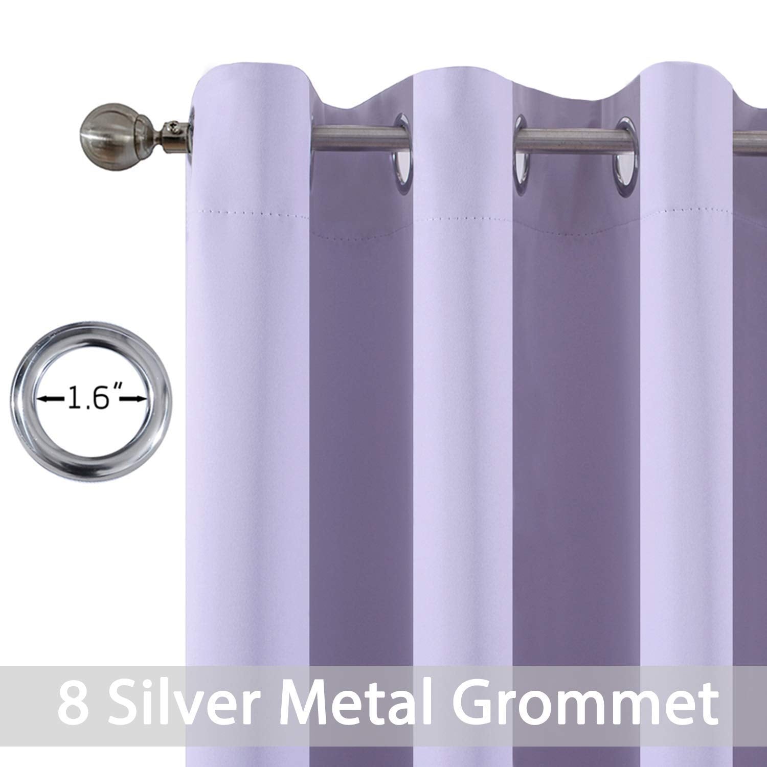 Yakamok Lilac Blue Room Darkening Window Curtains 52x36 Inch for Kitchen