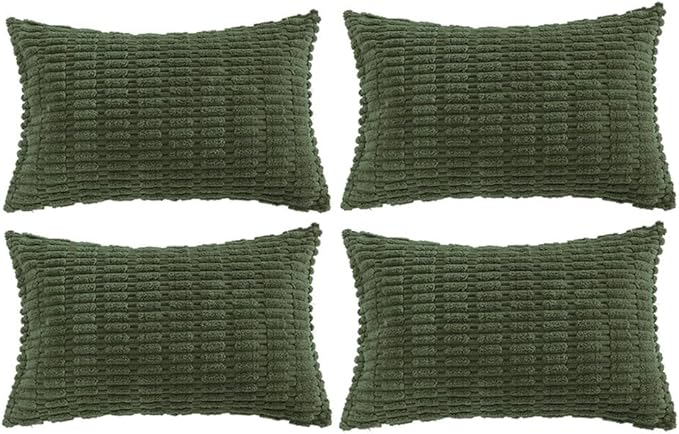 Fancy Homi 4 Packs Decorative Throw Pillow Covers for Living Room Couch Bed, Modern Farmhouse Boho Home Décor Accent Cushion Case, 24" x 16", Olive Green